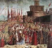 CARPACCIO, Vittore The Pilgrims Meet the Pope (detail) kk oil painting reproduction